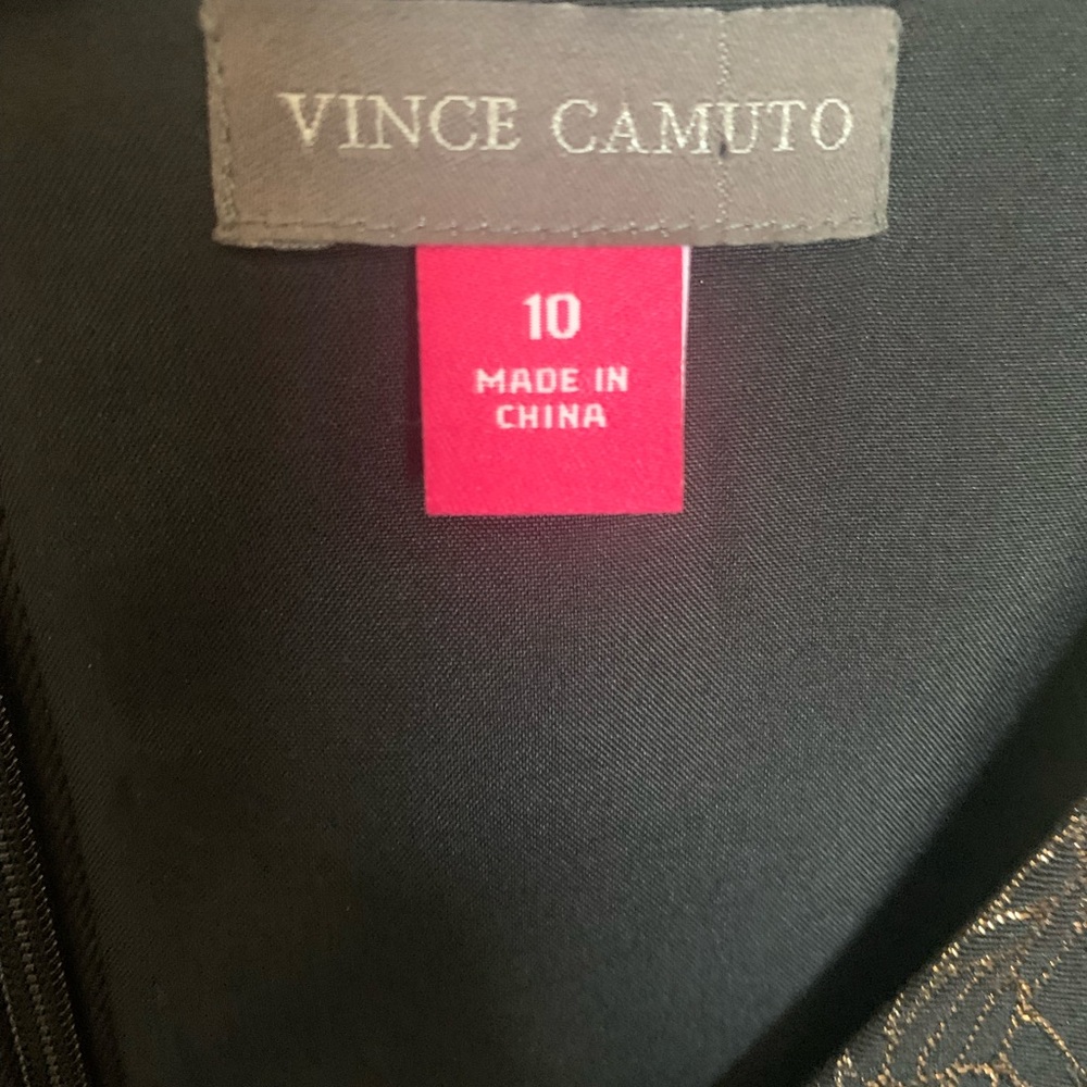 Vince Camuto Black and Gold Patterned dress